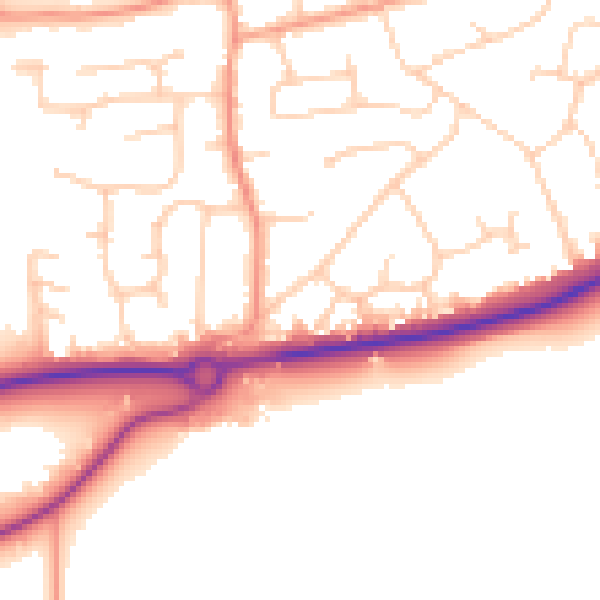 Daytime road noise heatmap for RH10 3PT