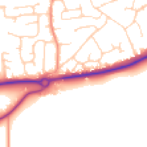 Daytime road noise heatmap for RH10 3PX