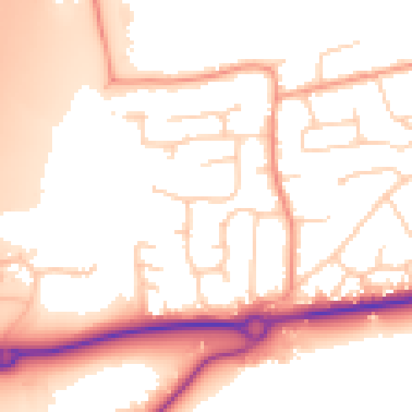 Daytime road noise heatmap for RH10 3QW