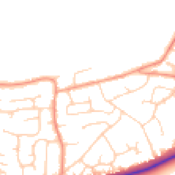 Daytime road noise heatmap for RH10 3QZ