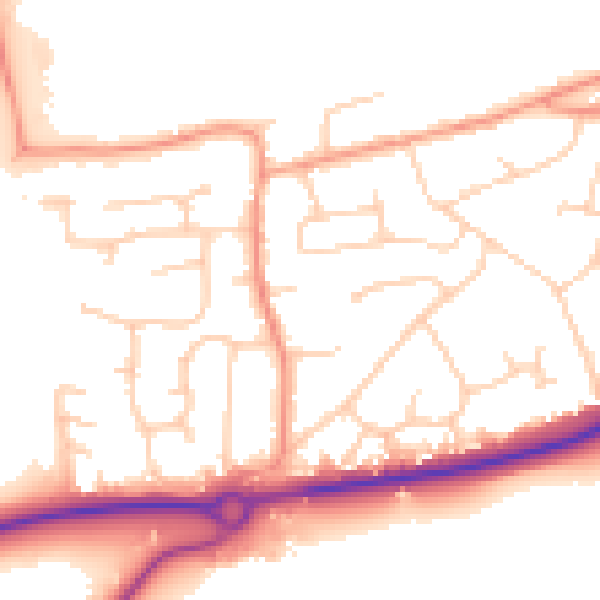 Daytime road noise heatmap for RH10 3RZ