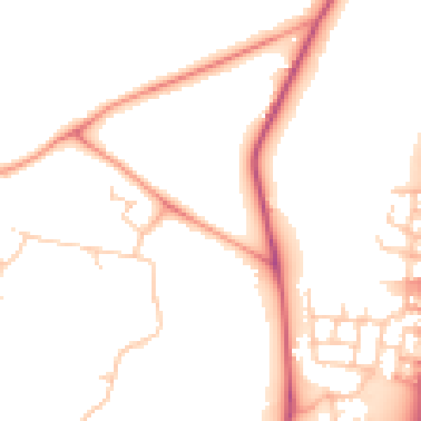 Daytime road noise heatmap for RH10 3WE