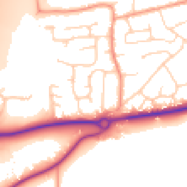 Daytime road noise heatmap for RH10 3XE