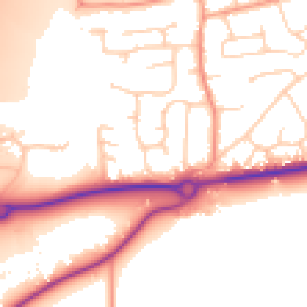 Daytime road noise heatmap for RH10 3XG