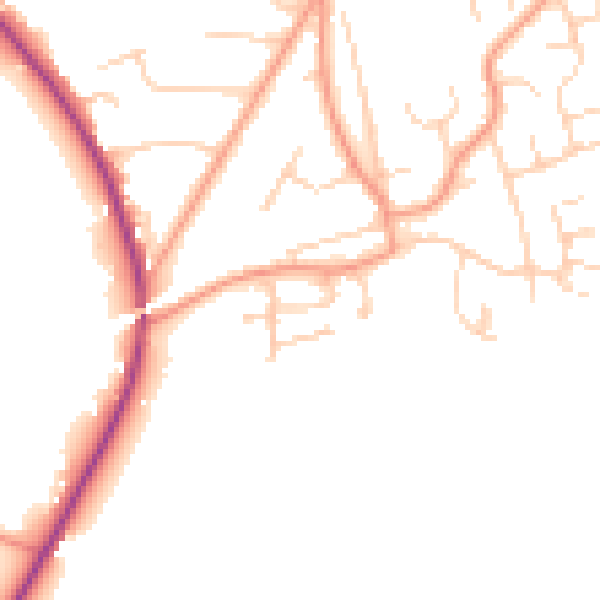 Daytime road noise heatmap for RH10 4AE