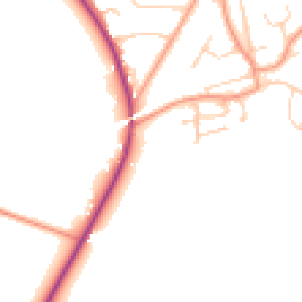 Daytime road noise heatmap for RH10 4EY
