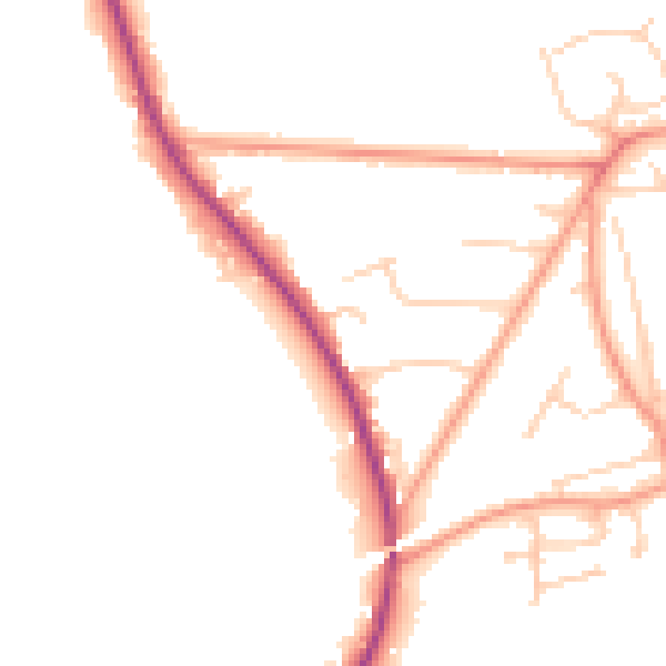 Daytime road noise heatmap for RH10 4HA