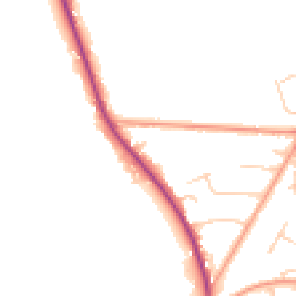 Daytime road noise heatmap for RH10 4HF