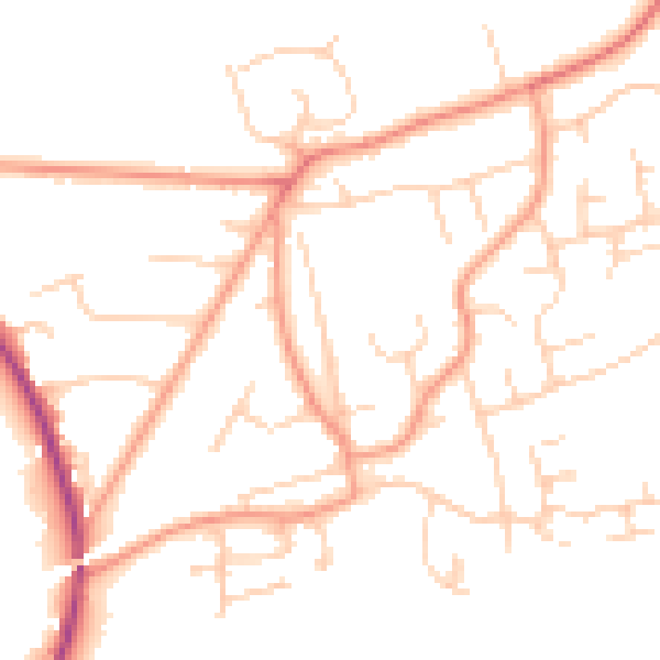 Daytime road noise heatmap for RH10 4HY