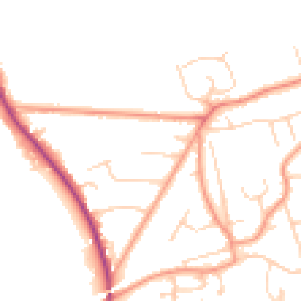 Daytime road noise heatmap for RH10 4JG