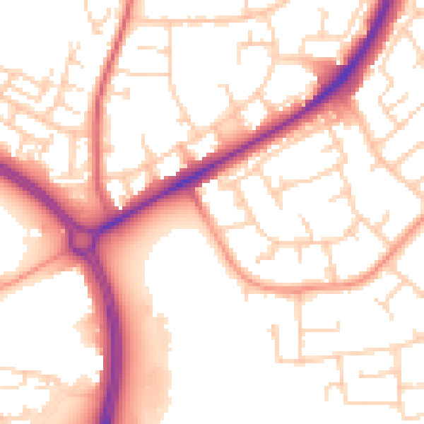 Daytime road noise heatmap for RH10 5AB