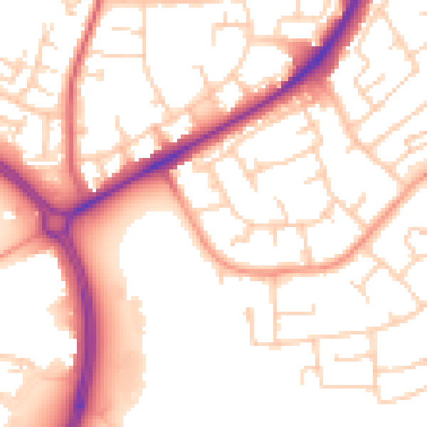 Daytime road noise heatmap for RH10 5AE