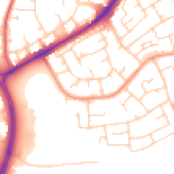 Daytime road noise heatmap for RH10 5AH