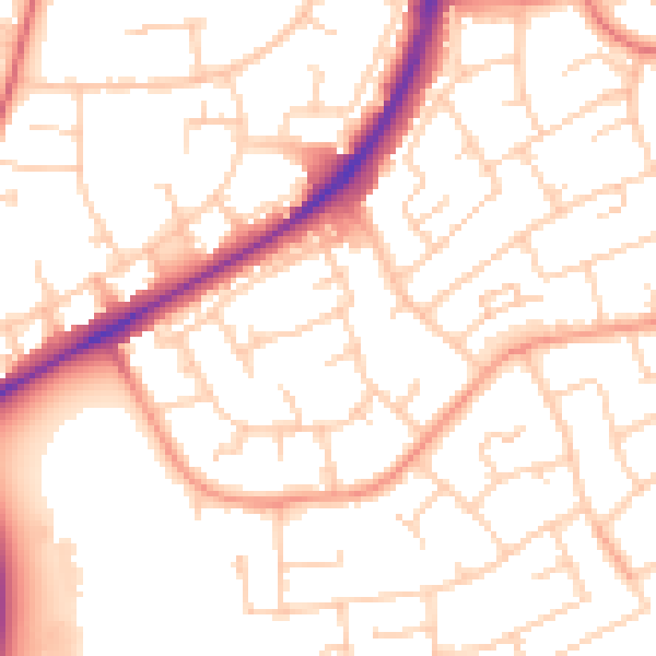 Daytime road noise heatmap for RH10 5BA
