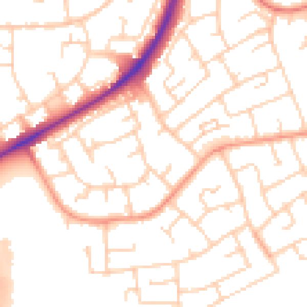 Daytime road noise heatmap for RH10 5BD