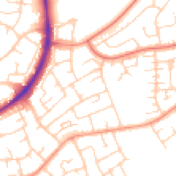 Daytime road noise heatmap for RH10 5DG