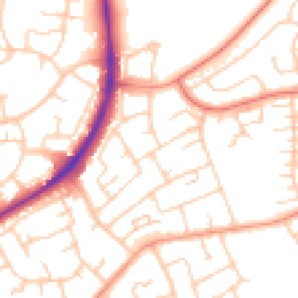 Daytime road noise heatmap for RH10 5DH