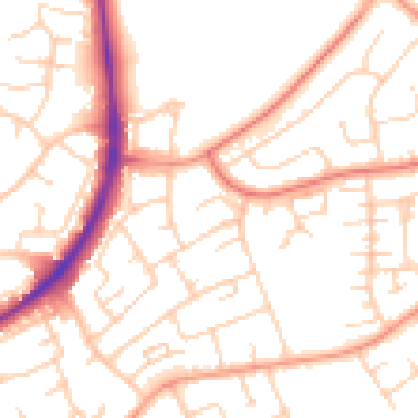 Daytime road noise heatmap for RH10 5DL