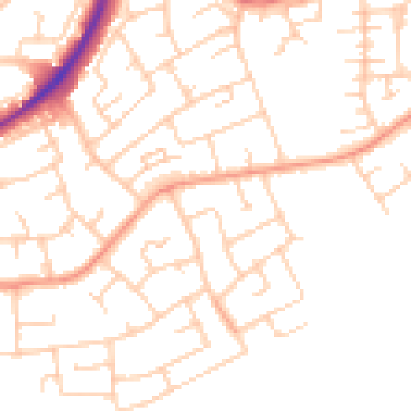 Daytime road noise heatmap for RH10 5JY