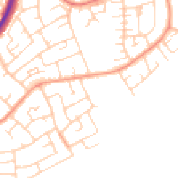 Daytime road noise heatmap for RH10 5LD