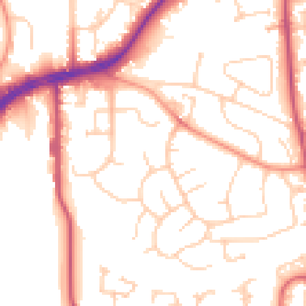 Daytime road noise heatmap for RH10 7AW