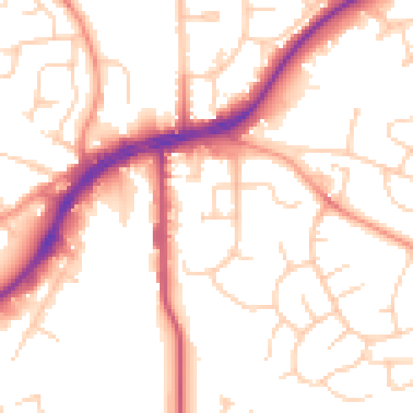 Daytime road noise heatmap for RH10 7AY