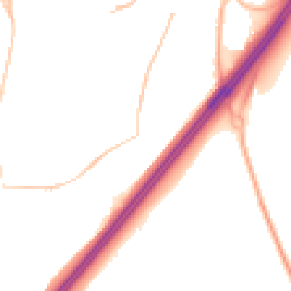 Night-time road noise heatmap for RH10 7QJ