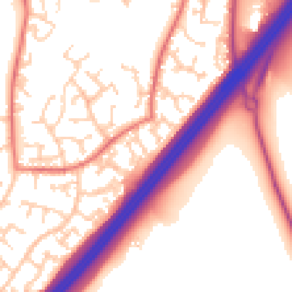 Daytime road noise heatmap for RH10 7QL