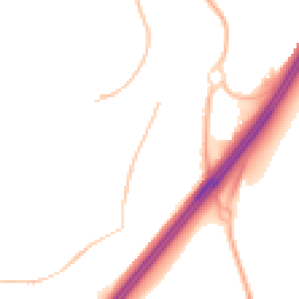 Night-time road noise heatmap for RH10 7QW