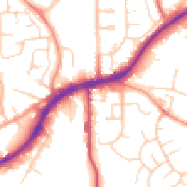 Daytime road noise heatmap for RH10 7SS