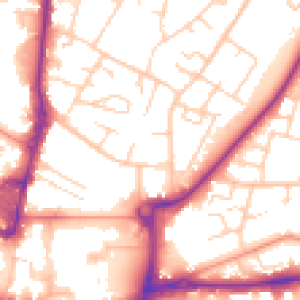Daytime road noise heatmap for RH10 8BW