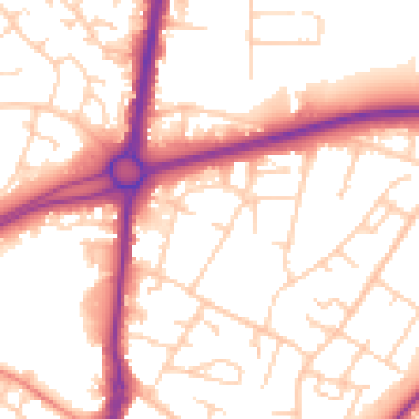 Daytime road noise heatmap for RH10 8HL