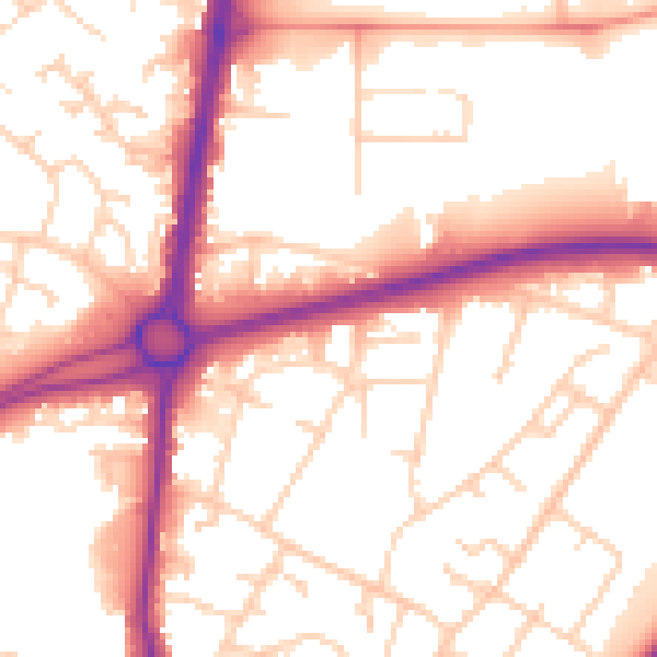 Daytime road noise heatmap for RH10 8HW