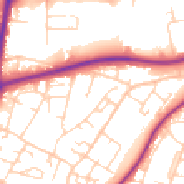 Daytime road noise heatmap for RH10 8JR
