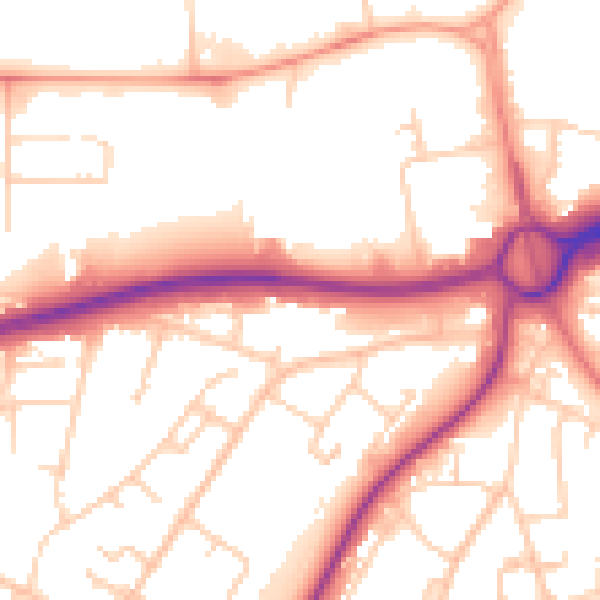 Daytime road noise heatmap for RH10 8XP