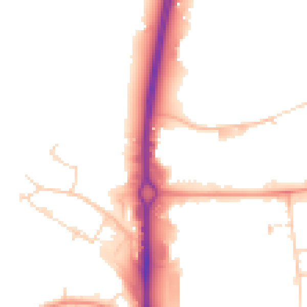 Daytime road noise heatmap for RH10 9BH