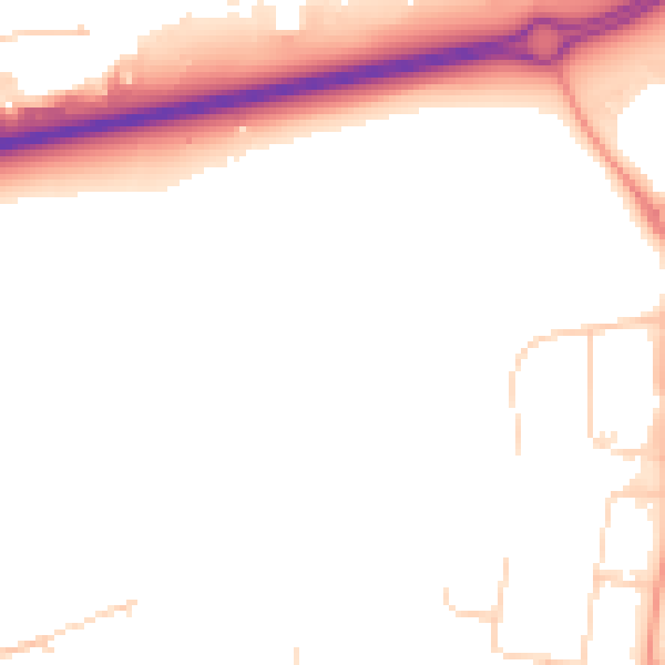 Daytime road noise heatmap for RH10 9SL