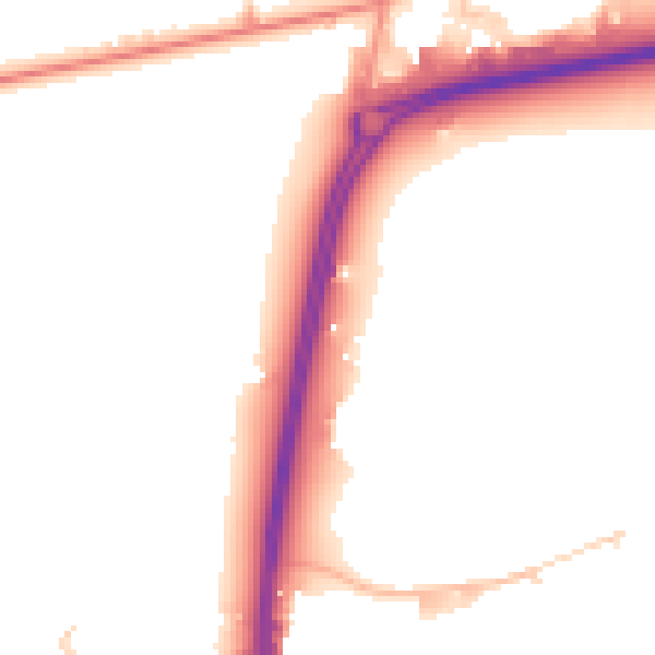 Daytime road noise heatmap for RH10 9SW