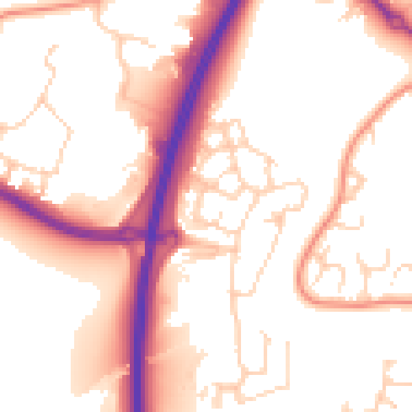 Daytime road noise heatmap for RH12 1QW