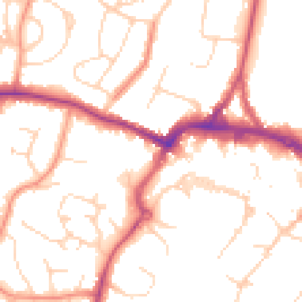 Daytime road noise heatmap for RH12 1TH