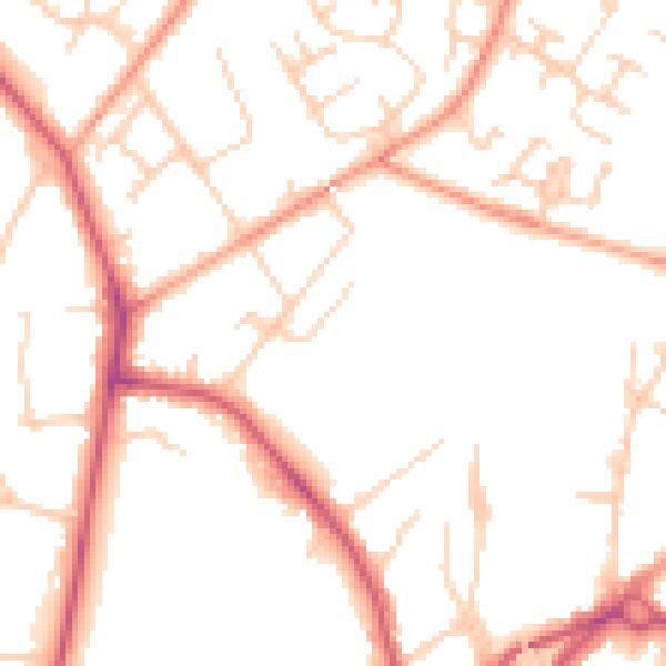 Daytime road noise heatmap for RH12 2EQ