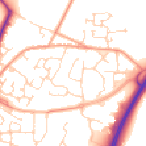 Daytime road noise heatmap for RH12 3NB