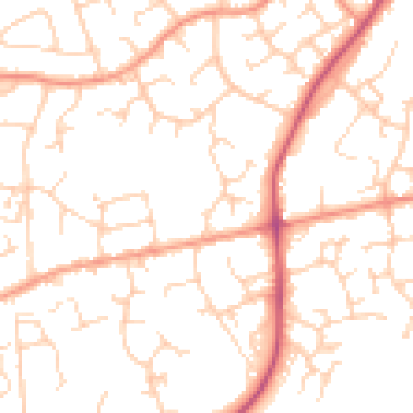 Daytime road noise heatmap for RH12 4EY