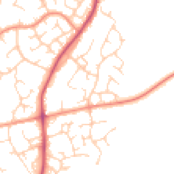 Daytime road noise heatmap for RH12 4NR