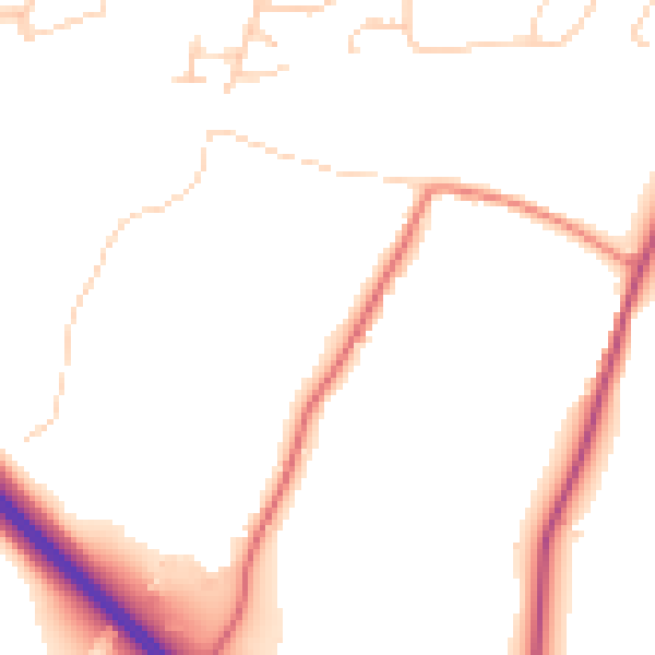 Daytime road noise heatmap for RH13 0AQ