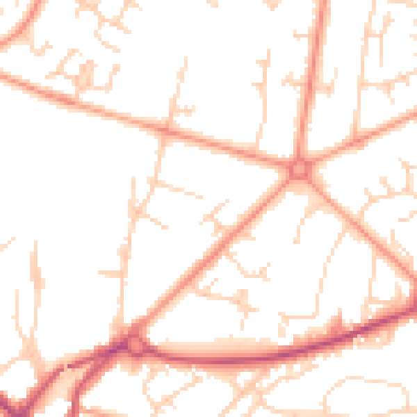 Daytime road noise heatmap for RH13 5AZ