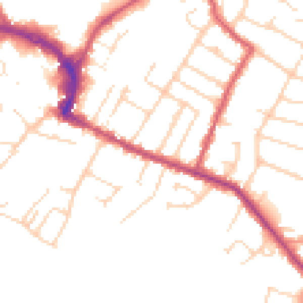 Daytime road noise heatmap for RH13 5BD