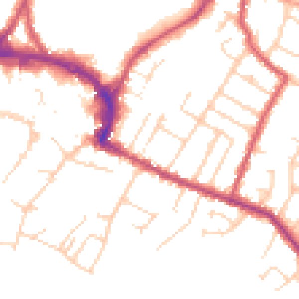 Daytime road noise heatmap for RH13 5BF