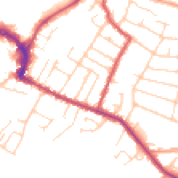Daytime road noise heatmap for RH13 5BL
