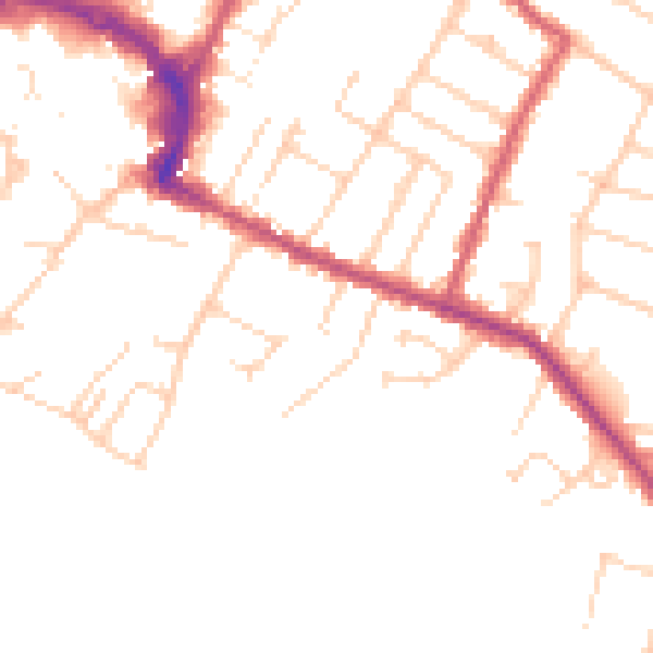 Daytime road noise heatmap for RH13 5DL